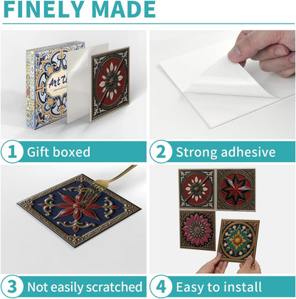 Peel and Stick Backsplash Tile Sticker for Kitchen and Bathroom Walls - 24 Removable 5.9"x5.9" Tiles, Waterproof