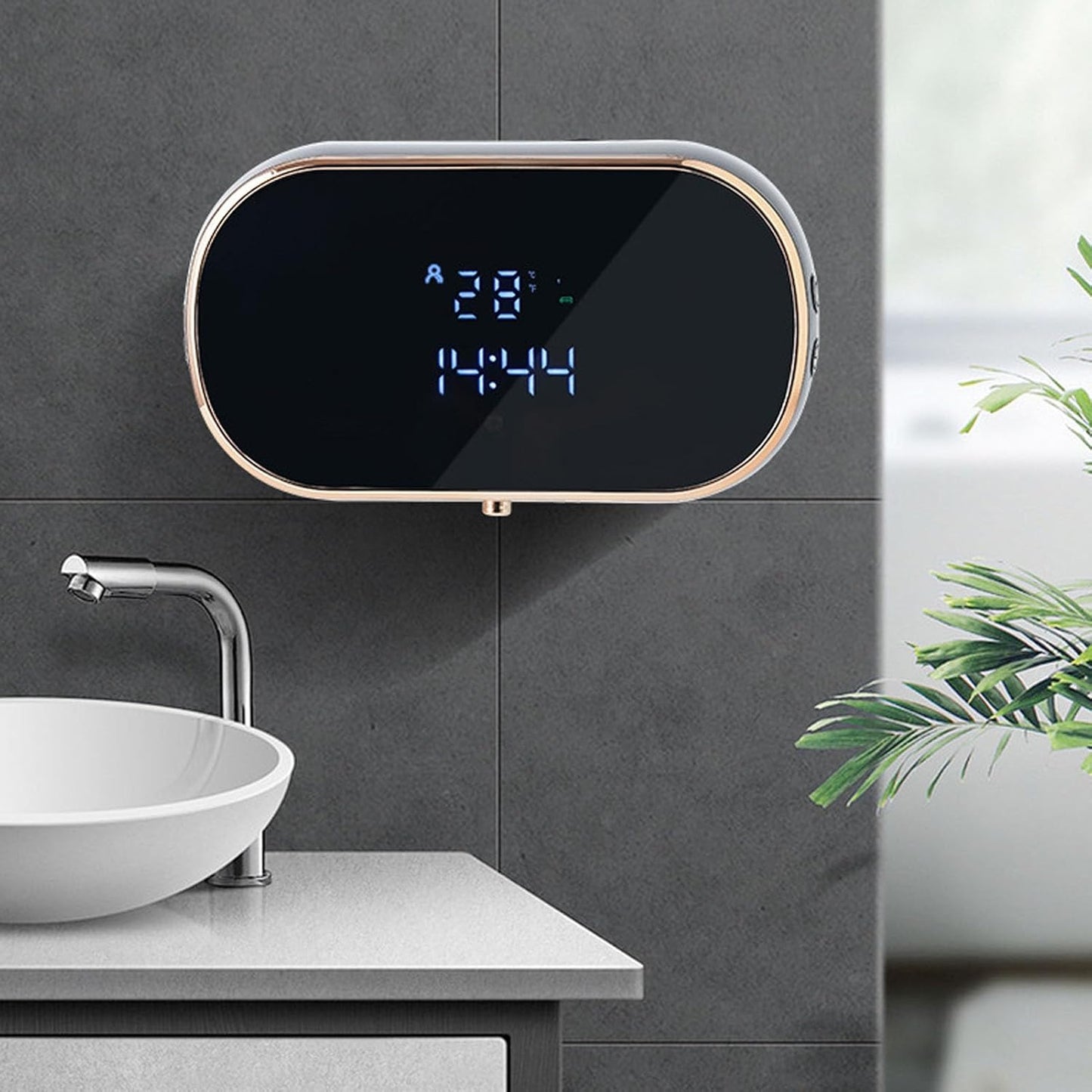 Zunate Wall Mount Automatic Foaming Soap Dispenser - 350ml USB Rechargeable Touchless Hand Soap Dispenser for Bathroom & Kitchen with Easy Install Adhesive (Black)