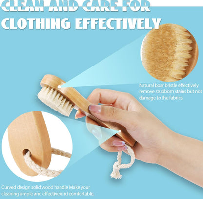 3 Pcs Wood Laundry Stain Brush Stain Remover Brushes with Boar Bristle Small Stain Brush for Clothes for Scrubbing Stains from Furniture Fabric Leather(3 Pcs C)