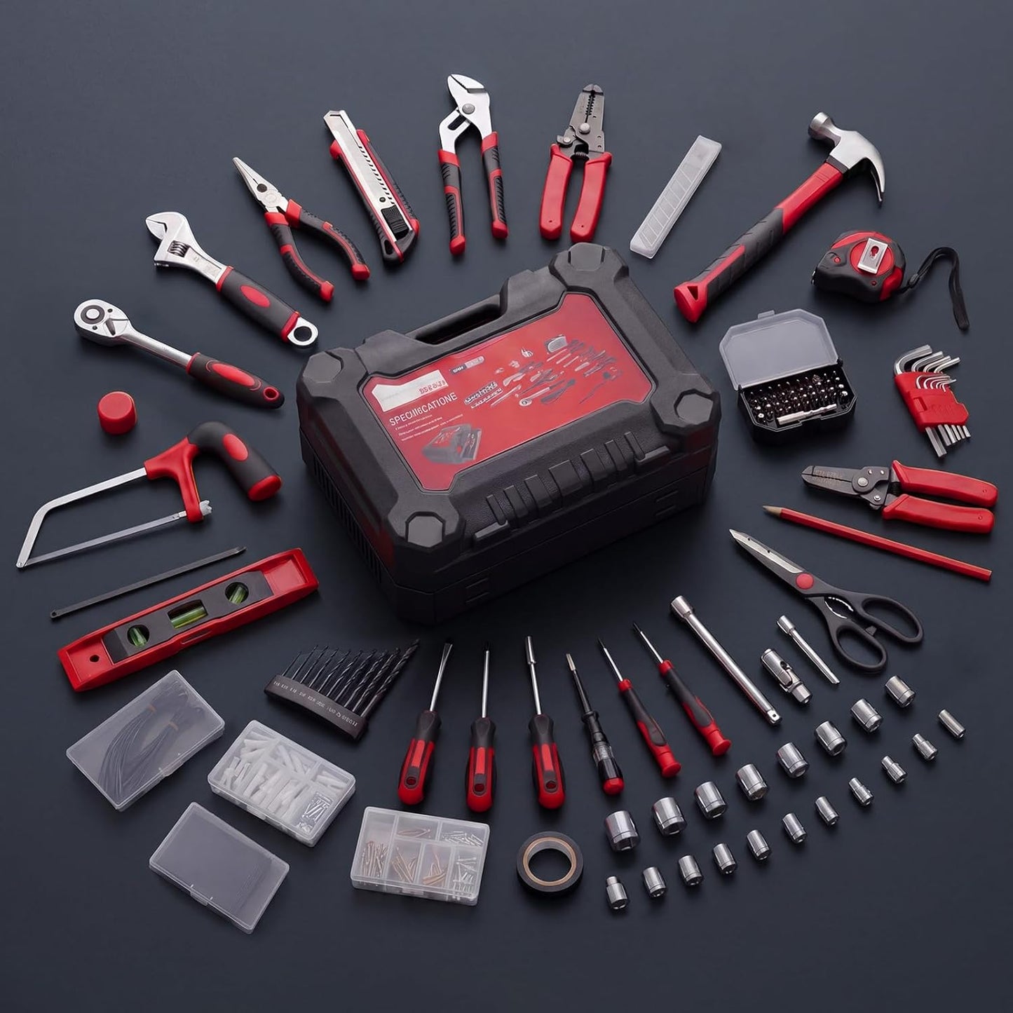 DUMOS 330-Piece Complete Homeowners Tool Box Set with Pull-Out Drawer | Durable Tool Kit, Versatile Home Repair Tool Kit for Auto & Household, DIY Projects