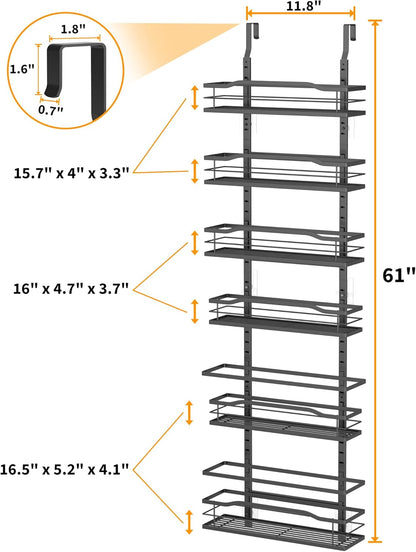 Moforoco White 9-Tier Over The Door Pantry Organizer, Pantry Organization And Storage, Metal Hanging Spice Rack Shelves Door, Home & Kitchen Essentials, Laundry Room Bathroom Organization