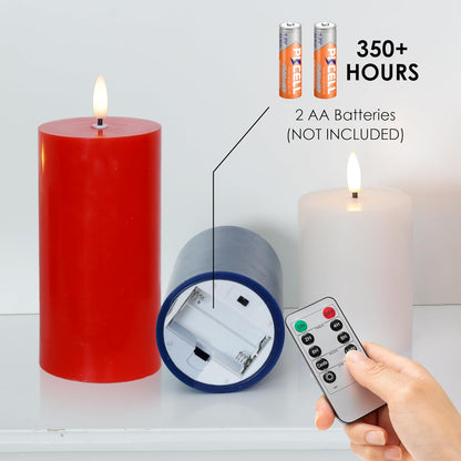 JOIONE Flameless Pillar Candles with Remote, 3 Pack Battery Operated Real Wax LED Candles, LED Candle that Perfect for Home Decorations Fireplace Table, White