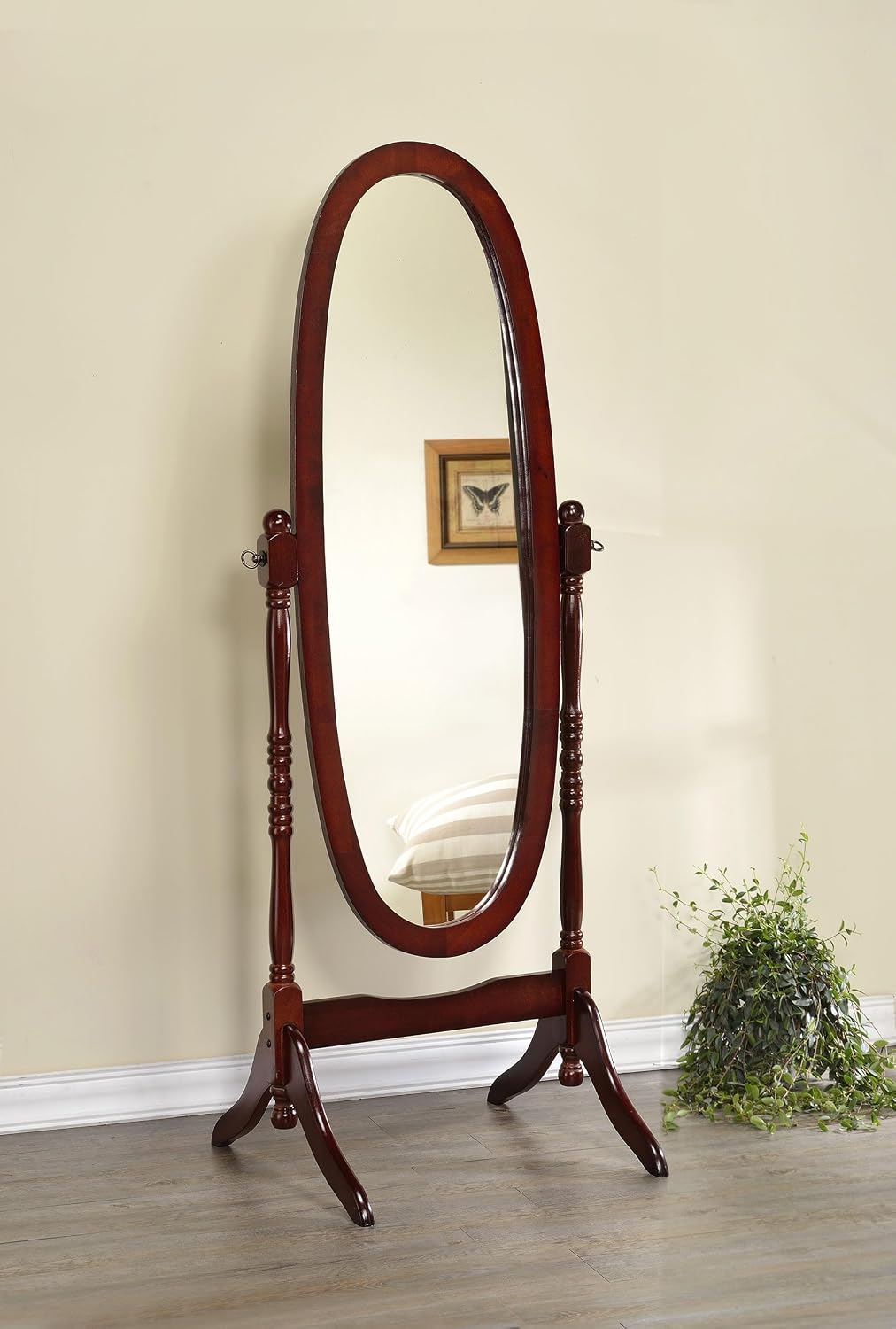 Coaster Home Furnishings - Foyet - Wood - Cheval Standing Mirror with Swivel Base, Adjustable Viewing Angles and Turned Posts - Bedroom, Entryway & Dressing Area - Merlot - 3101