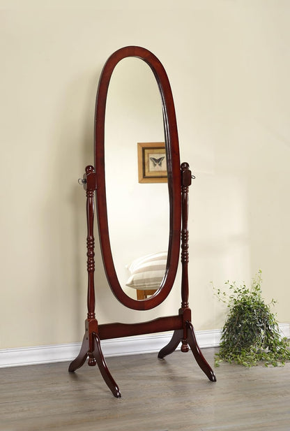 Coaster Home Furnishings - Foyet - Wood - Cheval Standing Mirror with Swivel Base, Adjustable Viewing Angles and Turned Posts - Bedroom, Entryway & Dressing Area - Merlot - 3101