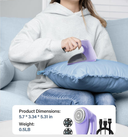 Bymore Fabric Shaver & Lint Shaver for Clothes and Furniture, Heavy Duty Sweater Shaver Lint Remover with Large 65mm Shaving Head, 6-Leaf Blades, Extra Replacement Blades for Couch, Sofa & Upholstery