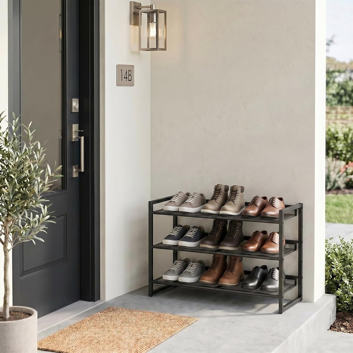 Garden 4 you Shoe Rack - Expandable Shoe Organizer for Closet, Metal Shoe Shelf Organizer, Stackable Adjustable Shoe Storage Shelf for Entryway, Garage, Door Entrance (2-Tier)