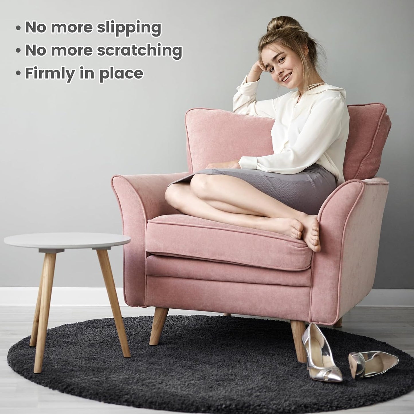 128 Pcs Non Slip Furniture Pads, 3/4 Inch Round Anti Slip Furniture Pads, Self Adhesive Rubber Anti Skid Grippers, Chair Leg Floor Protectors for Hardwood Floors, Keep Furniture in Place