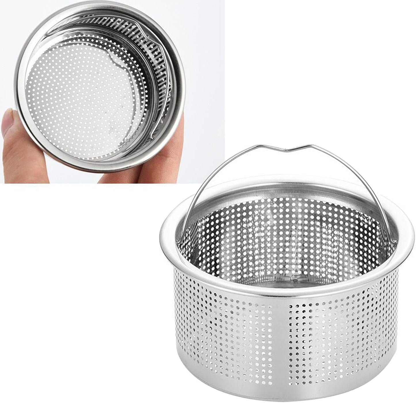 generic 304 Stainless Steel Kitchen Sink Strainer with Handle, 3 Inch Deep Cup Basket Drain Strainer for Clog Prevention & Easy Cleans, Fits Most Standard Sinks
