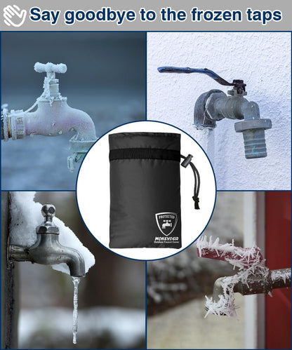Enlarge Outdoor Faucet Cover for Winter Freeze Protection, 13” W x 25" H Hose Bib Covers Socks for Garden Lawn Faucets & Yard Hydrant, Reusable Long Insulated Spigot Cover, Black, 1 Pack
