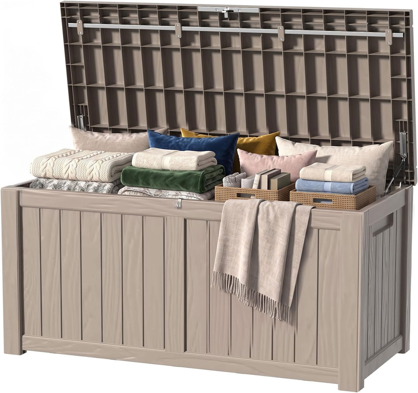 Package Delivery Box, Lockable Resin Outdoor Package, Waterproof Deck Box for Porches, Patios, Indoor & Outdoor Use (70 Gallon, Grey)