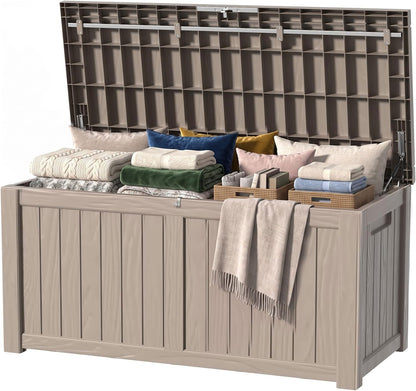 Package Delivery Box, Lockable Resin Outdoor Package, Waterproof Deck Box for Porches, Patios, Indoor & Outdoor Use (70 Gallon, Grey)