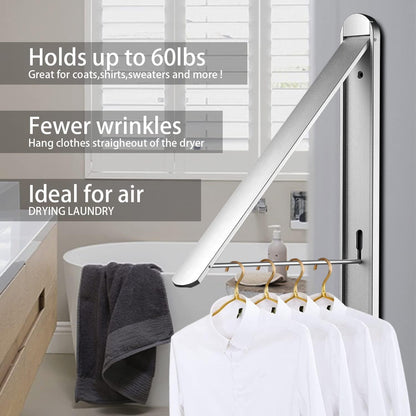 Clothes Drying Rack for Small Laundry Rooms, Clothes Drying Rack Folding Indoor, Wall Mounted Clothes Rack Foldable, (Aluminum, Black)