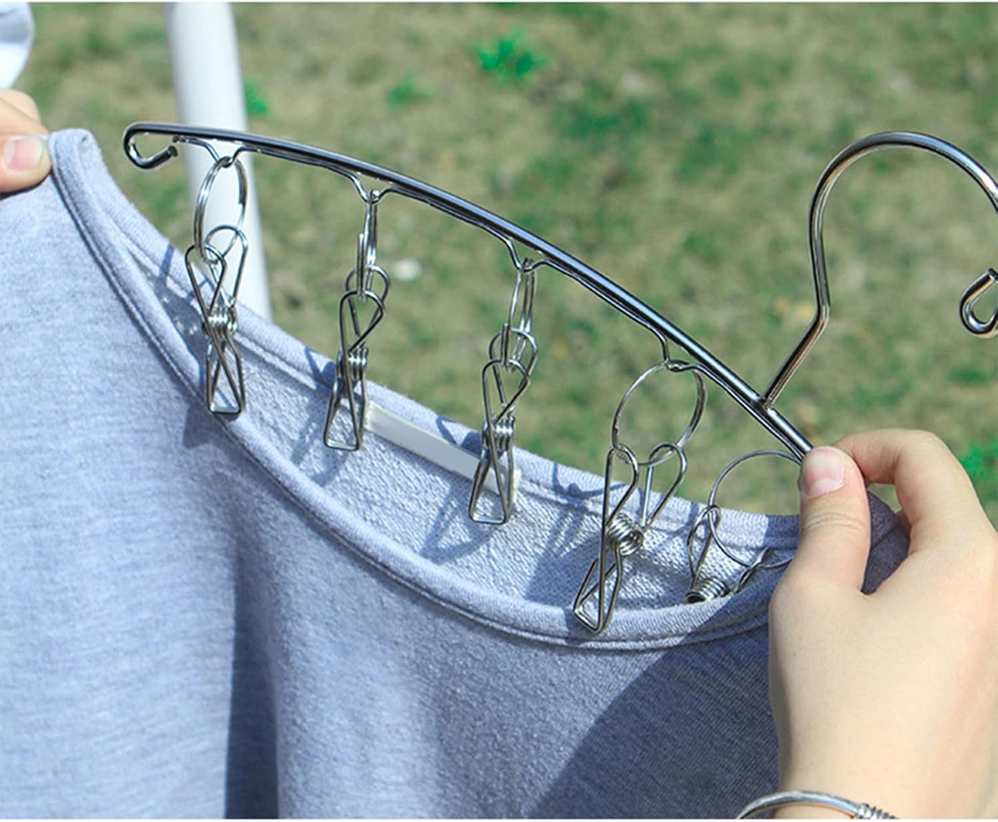 MAGICLULU Stainless Steel Laundry Hanger Clips with High Elastic Clips for Space Saving Drying of Bras Underwear Socks Towels Gloves Resistant Clothes Drying