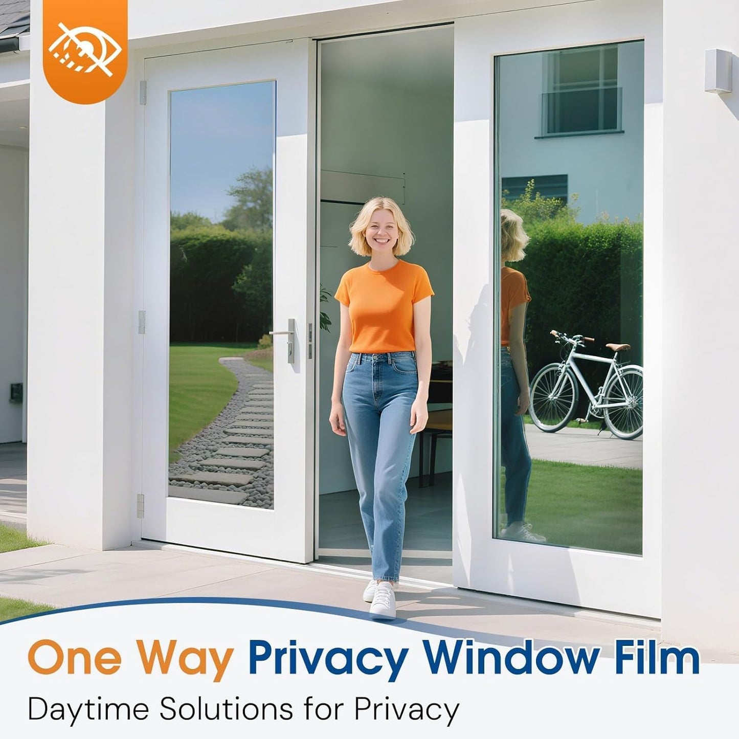 Homein Frosted Glass Window Privacy Film with Tools UV Blocking Privacy Film for Glass Windows, Static Cling No Glue Removable Reusable Anti Glare for Home Day and Night, Pure 17.5" x 78.7"