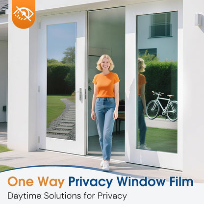 Homein Frosted Glass Window Privacy Film with Tools UV Blocking Privacy Film for Glass Windows, Static Cling No Glue Removable Reusable Anti Glare for Home Day and Night, Pure 17.5" x 78.7"