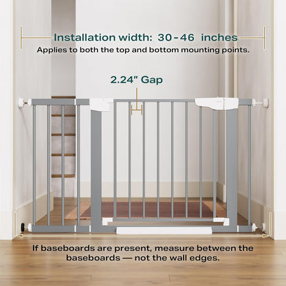 Cumbor 30-46" Baby Gate for Stairs, Mom's Choice Awards Winner-Auto Close Dog Gate for The House, Gifts for Mom, Easy Install Pressure Mounted Pet Gates for Doorways, Black
