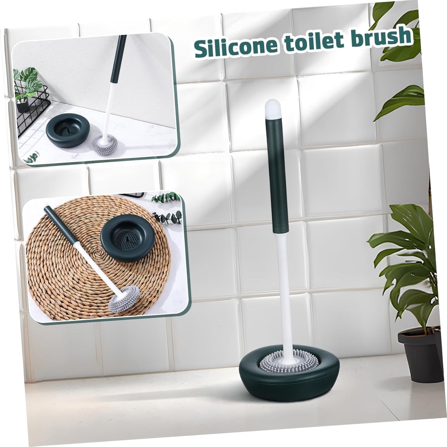 HEALLILY 1set Silicone Toilet Bowl Brush with Holder Effortless Cleaning Tool for Bathroom Quick Drying Design with Drainage and Resilient Cleaning Accessory for Toilet Maintenance