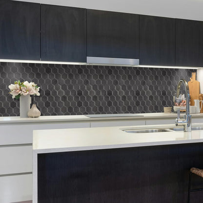 10-Sheet Hexagon Peel and Stick Backsplash for Kitchen, New Upgrade Premium Extra Thicker Design 3D Self Adhesive Wall Tiles, Large Stick on Tiles for Kitchen and Bathroom (12" x 12")