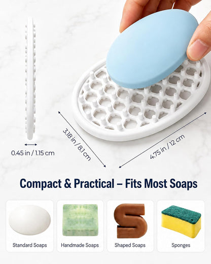 OTHIX 3 Pack Silicone Soap Dish for Shower, Self Draining Bar Soap Holder with Hollow Drainage Design, Non Slip Soap Saver Tray for Bathroom Sink, Kitchen Counter, Bathtub, Shower Shelf (Black)