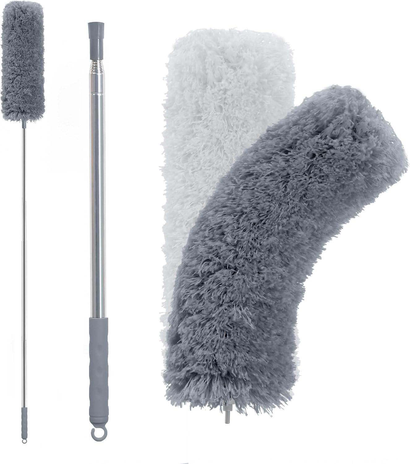 BOOMJOY Microfiber Feather Duster with 100 inches Extension Pole, Dusters for Cleaning High Ceiling, Fan, Blinds, Furniture