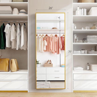 59"x16" Arched Full Length Mirror, Full Body Mirror with Leaning or Standing, Floor Standing Aluminum Frame for Bedroom, Livingroom, Cloakroom, Black