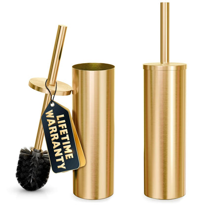 Black Toilet Brush and Holder Set - Slim Matte Design that Fits Anywhere - Stainless Steel Toilet Bowl Brush and Holder with 2 Rounded Corners, Replaceable Head, Removable Inner Bowl & Splash Guard