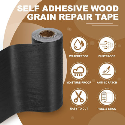 PATIKIL Self Adhesive Wood Grain Repair Tape 33'x 3", Multi-Use Realistic Wood Grain Repair Patch for Furniture Floor Door Table Chair Windows Handicraft DIY, Yellow Teak