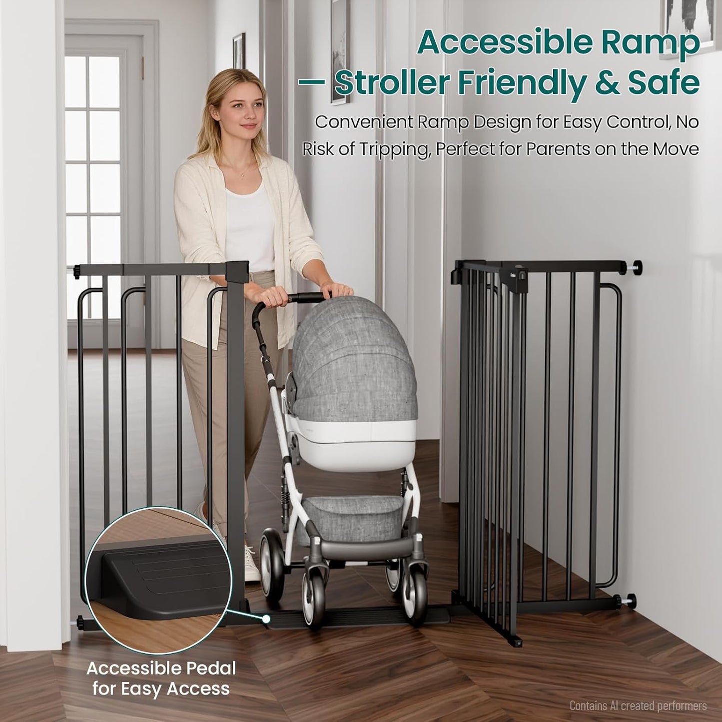 Cumbor 30-46" Baby Gate for Stairs, Mom's Choice Awards Winner-Auto Close Dog Gate for The House, Gifts for Mom, Easy Install Pressure Mounted Pet Gates for Doorways, Black