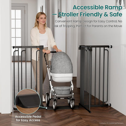 Cumbor 30-46" Baby Gate for Stairs, Mom's Choice Awards Winner-Auto Close Dog Gate for The House, Gifts for Mom, Easy Install Pressure Mounted Pet Gates for Doorways, Black