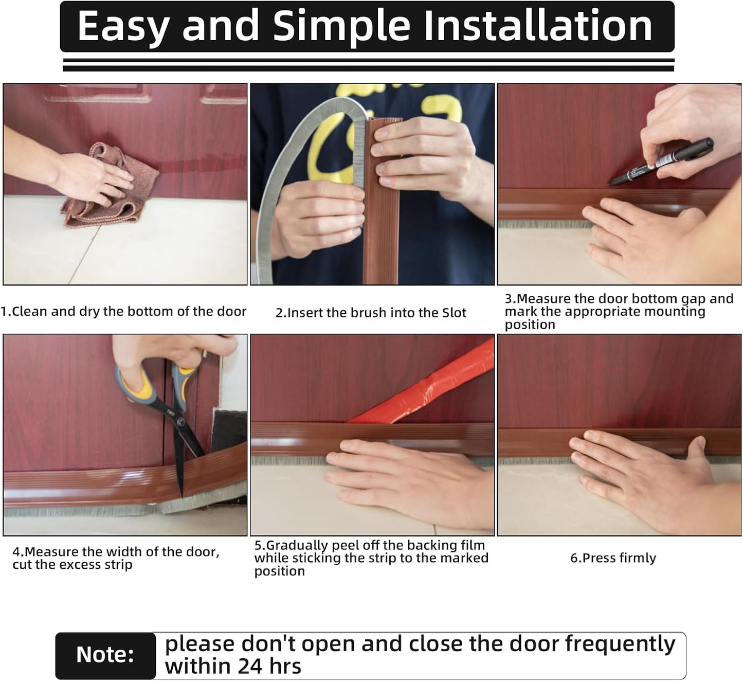 39” Under Door Draft Stopper with Brush,Bottom of Door Sweeps for Exterior & Interior,Gap Filler Sound Blocker Seal Strip,Draft Guard Dust Stopper(Black)