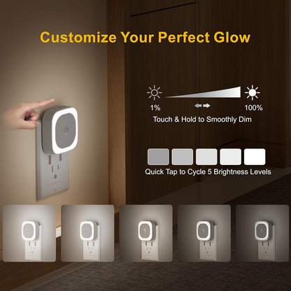 YUNLEX 2 Pack Plug in Red Sleep Night Light with Motion Sensor & Dusk to Dawn Sensor, Soft Glow, 0% Blue Light, Dimmable, Auto On/Off, LED Lights for Bedroom, Kids, Bathroom, Hallway, as Mother Gifts