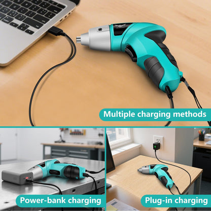 JENABOM Pink 3.6V USB Cordless Electric Screwdriver & Household Tool Kit | Power Screwdriver and Hand Tools in a Compact Box Case for Small Repair and Maintenance- Ideal Housewarming Gift, 112Pcs