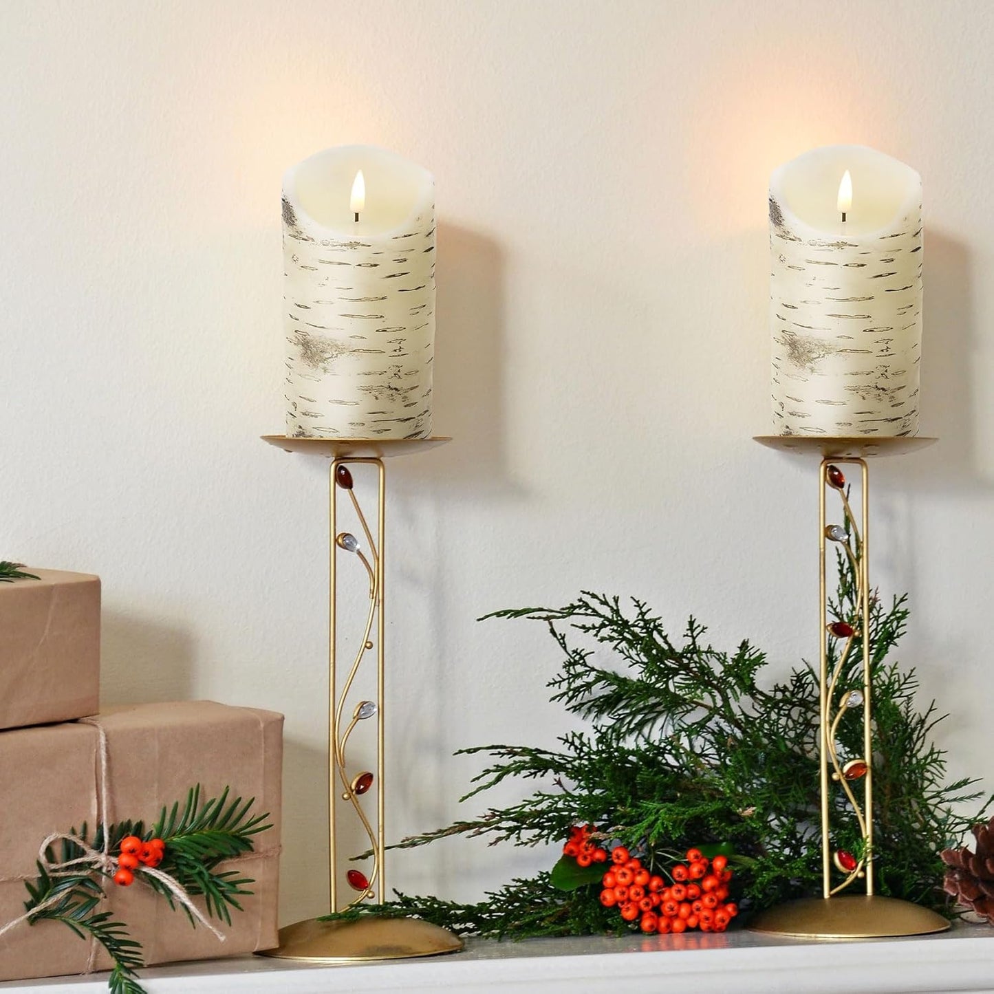 Eywamage Ivory Flameless Pillar Candles with Remote, Flickering Realistic LED Battery Wax Candles Set of 3, Φ 3" H 4" 5" 6"