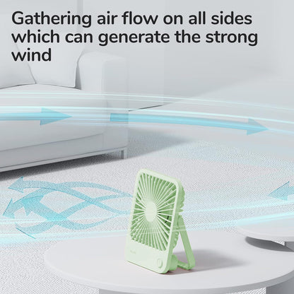 JISULIFE Desk Fan Battery Rechargeable, 4500mAh 180°Foldable Portable Personal Fan, 4 Speeds Adjustable Long Battery-life for Home Office Travel Outdoor Gifts for Women Men-White