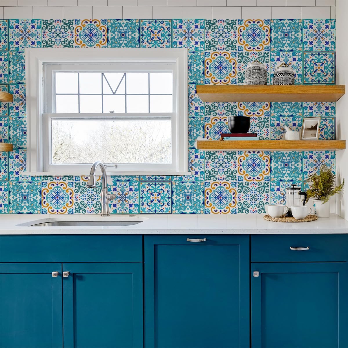10-Pack Peel and Stick Backsplash Tiles, 7.87”x7.87” Waterproof Vinyl Self-Adhesive Wall Tiles, Easy DIY No-Grout Wall Covering for Kitchen, Bathroom, Apartment & RV