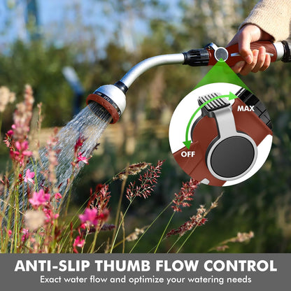 RESTMO Watering Wand Heavy Duty, Metal Garden Hose Wand with 10 Spray Patterns, 15-Inch Long Hose Nozzle Sprayer with Thumb Flow Control, Ideal to Water Hanging Baskets and Shrubs