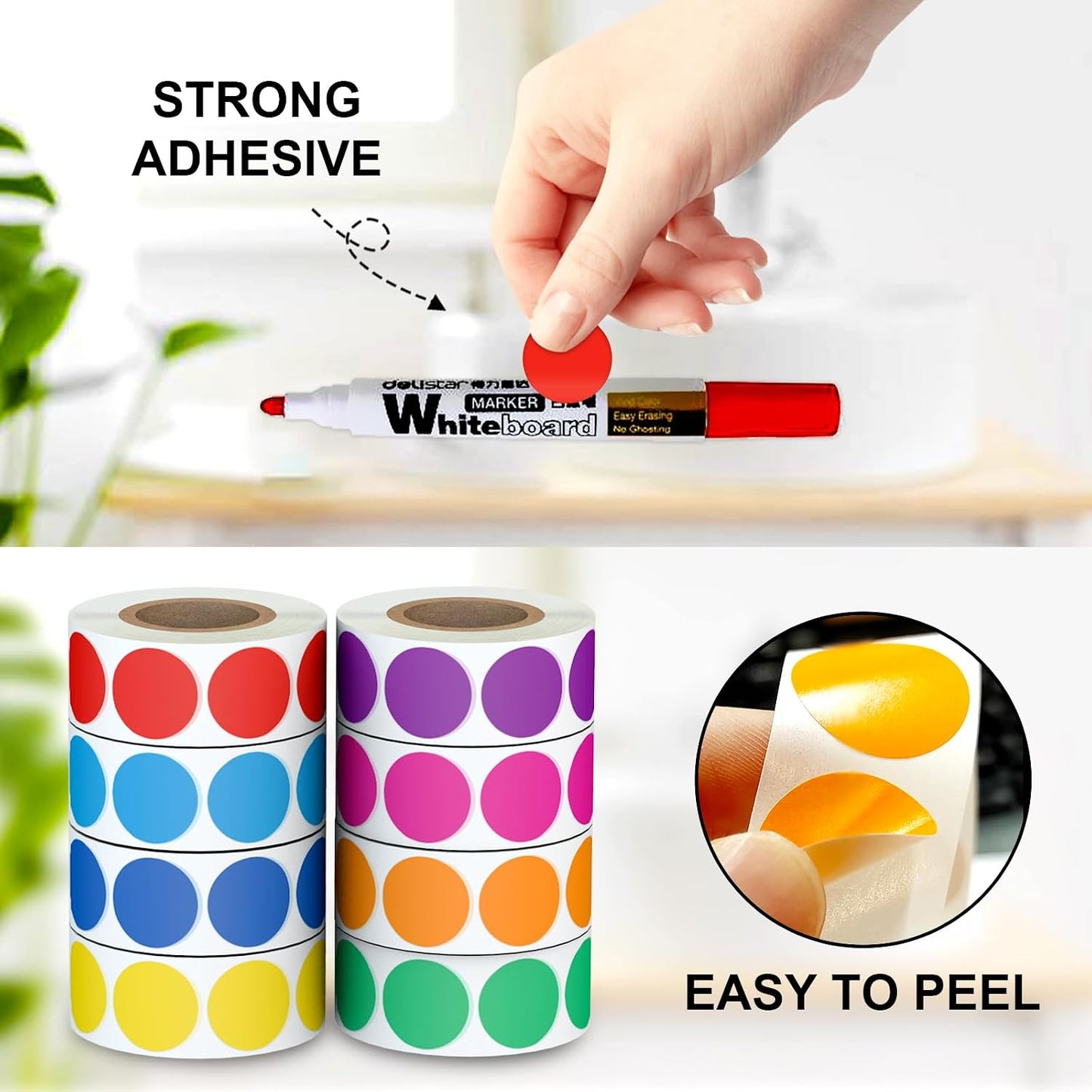 Misofuki 16 Rolls 960 Pcs 1"x4.5" Color Coded Moving Labels Stickers for Boxes with 4 Bedroom Labels - Can Stick on Furniture Directly, NOT Recommended for Rough Surfaces, Such as Carton