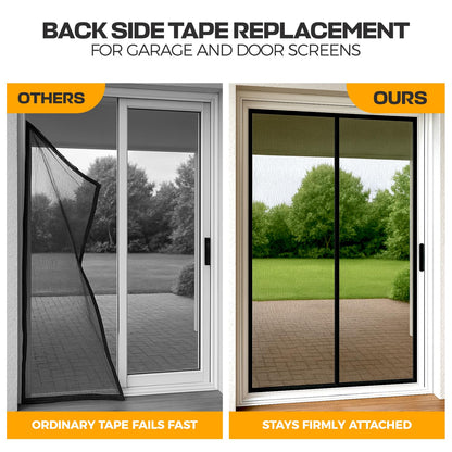 Screen Door Hook Tape, Hook Side Only - Adhesive Replacement in 2 Widths | Backside hook tape only (no loop side), weatherproof peel & stick for magnetic garage screen doors, 20ft x 0.8in + 1.5in