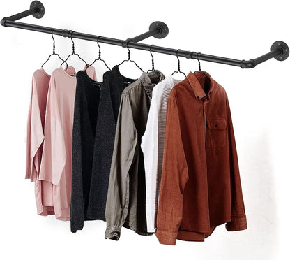 Gold Wall Mount Iaundry Drying Rack - 54" Pipe Garment Rack, Portable Heavy Duty Iron Closet Hanger Rod, Modern Metal Detachable DIY Hanging Bar for Laundry Room and Closet Storage
