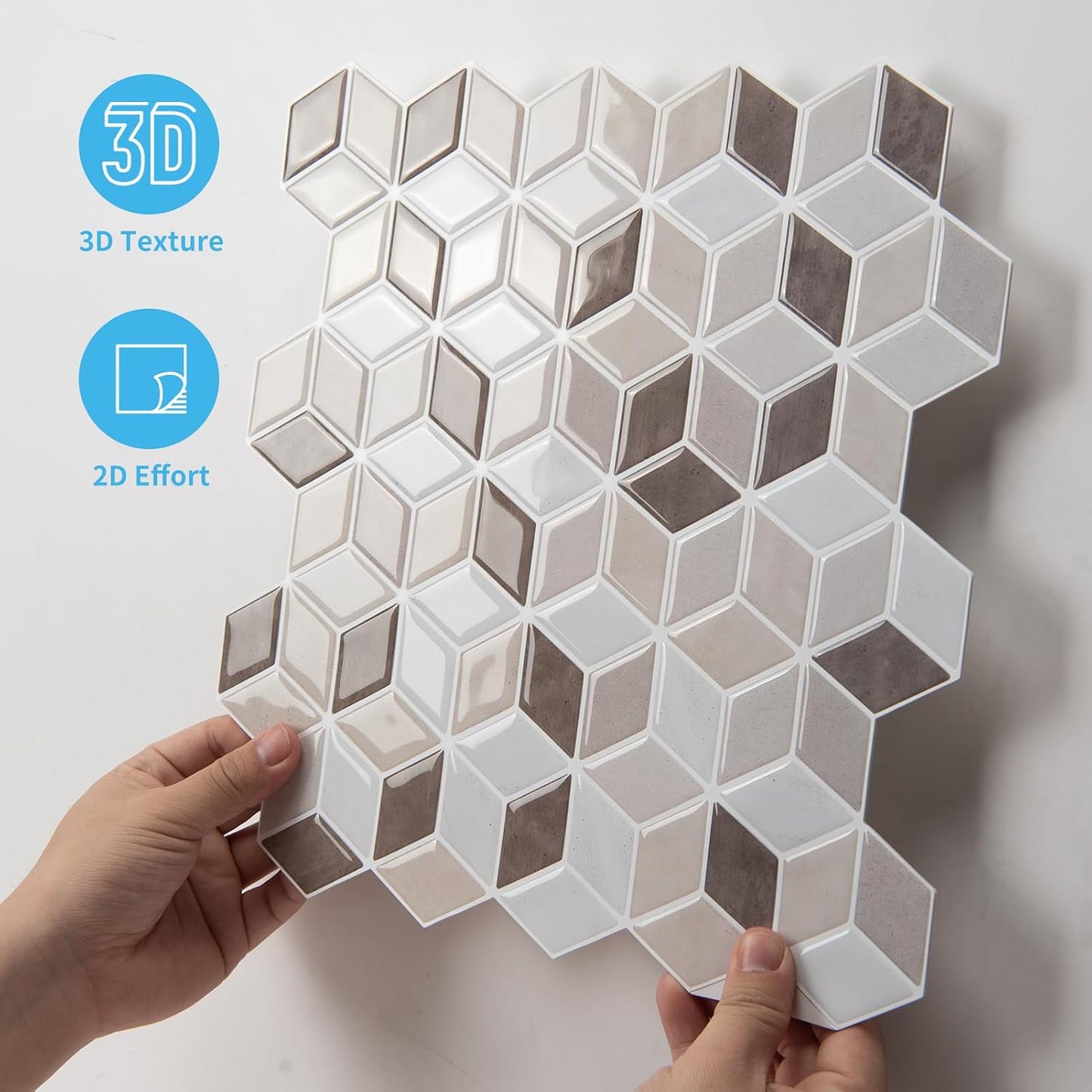 Art3d 10-Sheet Peel and Stick Backsplash Tiles, 12x12 Inch Self-Adhesive 3D Wall Tiles for Kitchen, Bathroom, Countertop - Thickened Waterproof Design (Graphite Gray)
