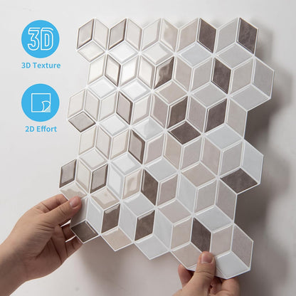 Art3d 10-Sheet Peel and Stick Backsplash Tiles, 12x12 Inch Self-Adhesive 3D Wall Tiles for Kitchen, Bathroom, Countertop - Thickened Waterproof Design (Graphite Gray)