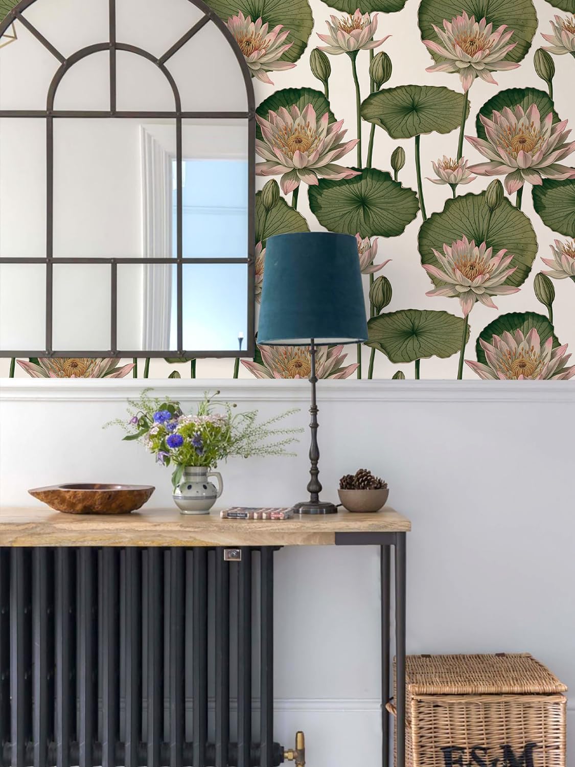Orainege Floral Wallpaper Peel and Stick Wallpaper Modern Contact Paper 16.9in x 118.1in Self Adhesive Wall Paper for Bedroom Bathroom Shelf Liner Decor Removable