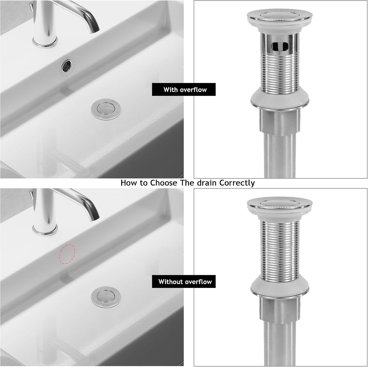 Bathroom Sink Drain,2 Pack Matte Black Drain Stopper Without Overflow,Small Cap Pop Up Drain Assembly with Detachable Strainer Basket,Built-in Anti-Clogging, Stainless Steel Nut