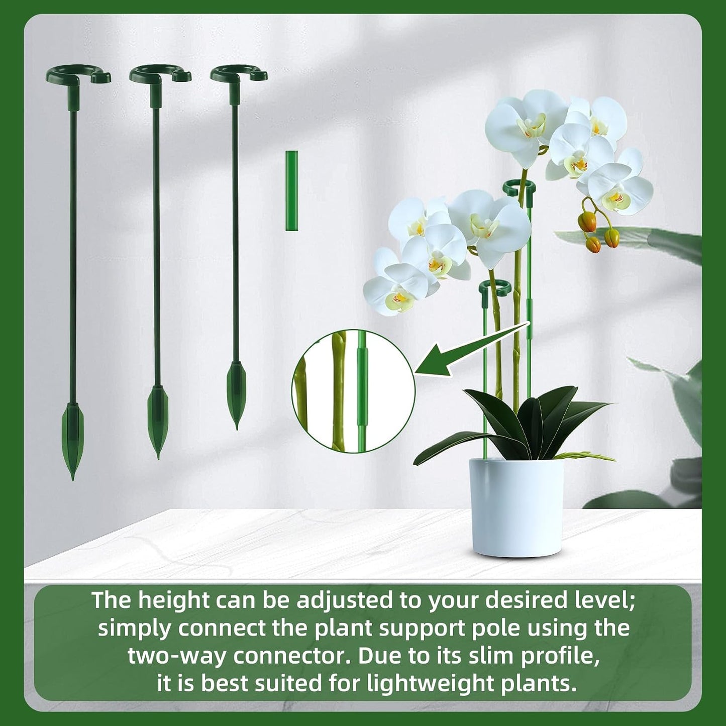 Plant Support Stakes for Indoor - 15pcs Garden Sticks with 3 Adjustable Heights for Monstera/Orchid/Pepper/Flower, Plants Holder Pole with 6 Clips
