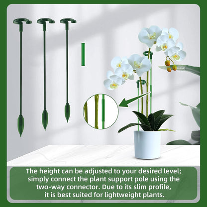 Plant Support Stakes for Indoor - 15pcs Garden Sticks with 3 Adjustable Heights for Monstera/Orchid/Pepper/Flower, Plants Holder Pole with 6 Clips