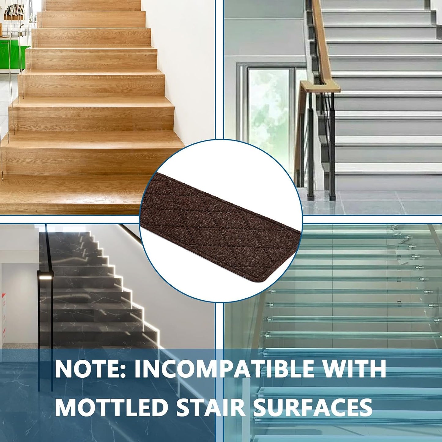 KOOTETA Stair Treads for Wooden Steps Indoor, 15 Pack 8" X 30" Non Slip Carpet Stair Treads with Reusable Adhesive for Kids Elders and Dogs, Surface Polyester TPR Backing Stair Runner Rugs, Dark Grey