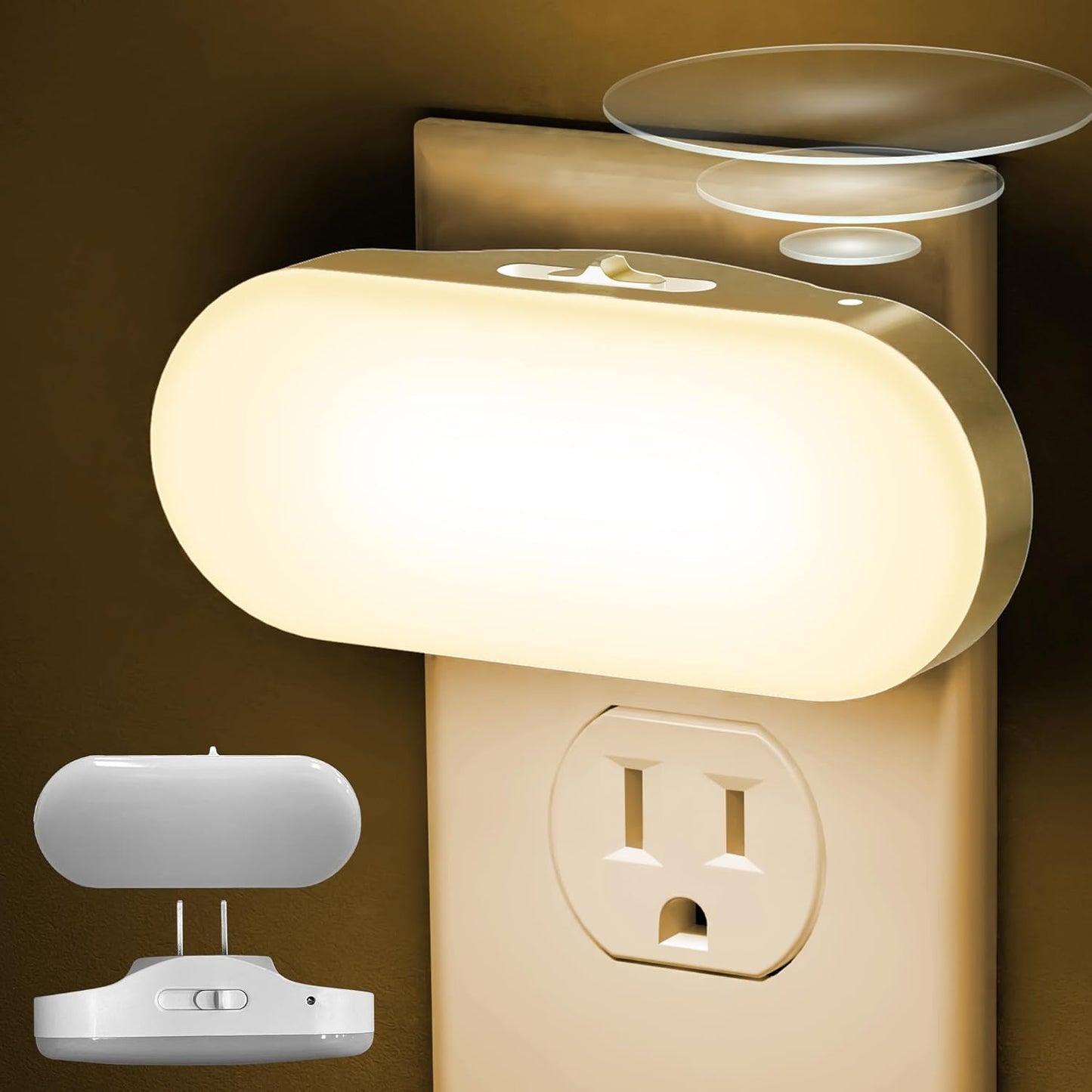 DORESshop Led Night Light, Plug into Wall, [2 Pack] with Dusk to Dawn Sensor, 1W 5000K Dimmable Night Light from 0LM to 100LM for Bathroom Hallway Bedroom Kids Room Stairway