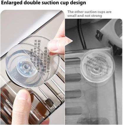 Multifunctional suction cup sink organizer for sponge dinnerware cloth with quick drying design and space saving sink organizer