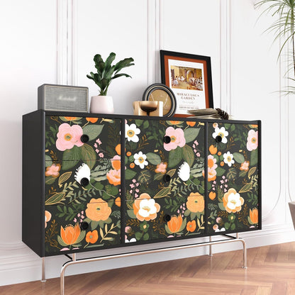 Danodoi Yellow Floral Wallpaper Peel and Stick Vinyl Wallpaper Stick and Peel Colorful Contact Paper for Cabinets Waterproof Self Adhesive Wall Paper for Kitchen Countertop Wall 17.5" x 118"
