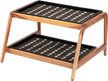 Anji Mountain Heavy Duty Waterproof Wooden Shoe Storage Mat Organizer/Boot Storage Tray Multi Use for Entryway with Coir, Tan Rectangle Embossed Insert, 1 Tier, Fits 2 Pair (26.5" Wide)